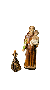 Conjunto Nossa Sra. das Aparecida 5,5 cm & Santo Antônio10,5 cm.