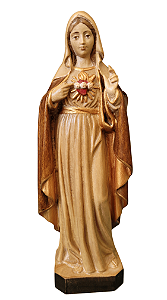 Imaculado Coração de Maria - 20 cm - Tons de Marrom