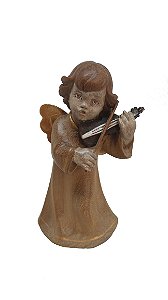 Anjo com Violino - 10 cm - Tons de marrom