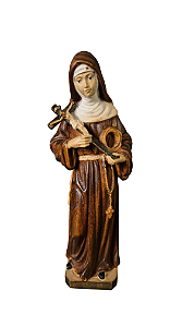 Santa Rita de Cassia - 16,5 cm - Tons de Marrom.