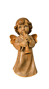 Anjo com Corneta - 22 cm - Tons de Marrom.