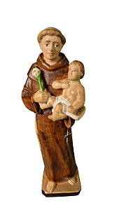 Santo Antônio com Menino - 15 cm - Tons de Marrom.