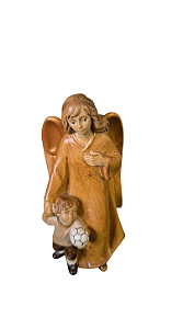Anjo da Guarda com Menino 11,5 cm - Tons de Marrom.