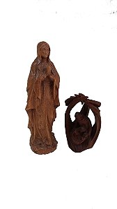 Conjunto Lourdes 9 cm & Sagrada Família - 5,6 cm.
