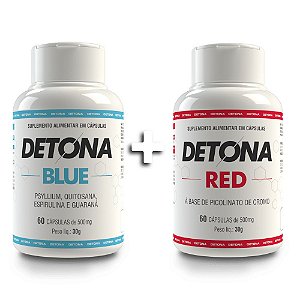 Kit Detona Gordura Blue e Red Suplemento Alimentar Com 60 Cápsulas