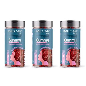 Imecap Hair Gummy Suplemento Vitamínico Para Cabelos e Unhas Com 30 Gomas Sabor Frutas Vermelhas 3 Unidades