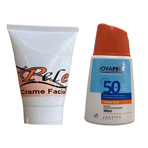 Creme Facial Clareador Melasma Nova Pele 30g + Protetor Solar Facial Nova Pele Fps 50 Com 100ml Toque Seco