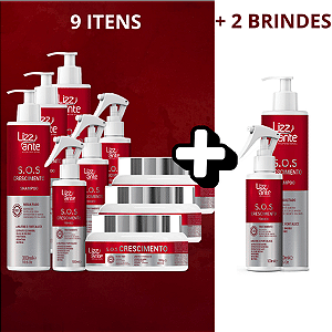 Lizzante SOS Crescimento Acelerado, Antiqueda e Fortalecimento Capilar Professional - Kit 90 DIAS TRATAMENTO + BRINDE