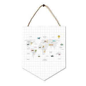 PLACA BANDEIRINHA MAPA CINZA