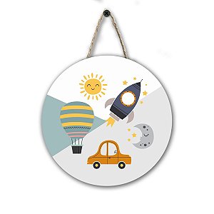 FLÂMULA REDONDA FOGUETE BALÃO E CARRO