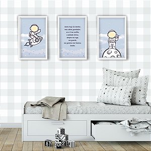 TRIO QUADROS SANTO ANJO COM MOLDURA - 3 PEÇAS