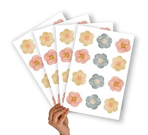 Mini Adesivos Cartela Floral Aquarela
