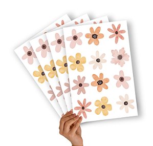 Mini Adesivos Cartela Floral Aquarela Premium