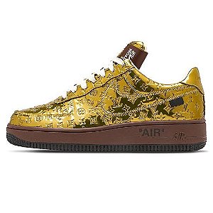 Tênis Louis Vuitton x Nike Air Force 1 Low By Virgil Abloh- Metallic Gold