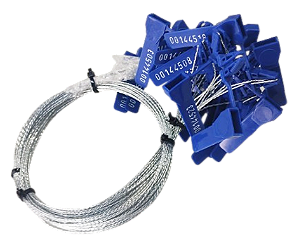 Lacre Ancora Com Arame (3x26) - 1 METRO (100cm) - AZUL - Numerado - 100 Peças