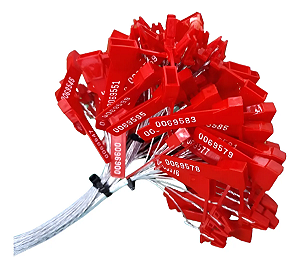 Lacre Ancora VERMELHO Com Arame (3x26) (cadeado) 30cm - 100 Peças