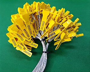 Lacre Ancora AMARELO Com Arame (3x26) (cadeado) 30cm - 100 Peças