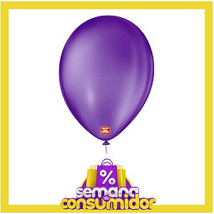 Balão 9 Liso Roxo Uva 50 Unidades