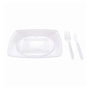 Kit Churrasco Branco Quadrado 10un - Prafesta