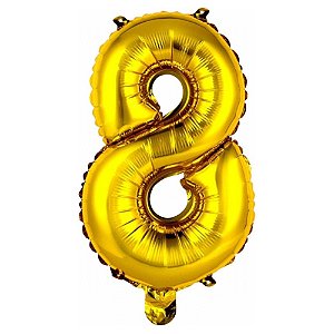 Balão Metalizado 30 para 32P Dourado Número 8