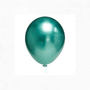 Balão 9 Metálico Verde | 25 Unidades