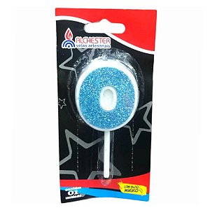 Vela Citrus Glitter Azul Número 0 - Alchester