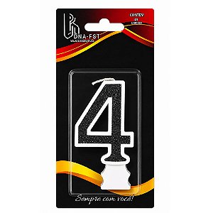 Vela Glitter Preto Número 4 - Alchester