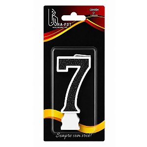 Vela Glitter Preto Número 7 - Alchester