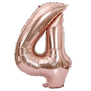 Balão Metalizado 40/45P Rose Número 4 Br Festas