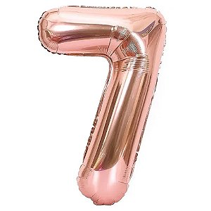Balão Metalizado 40/45P Rose Número 7 Br Festas