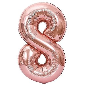 Balão Metalizado 40/45P Rose Número 8 Br Festas