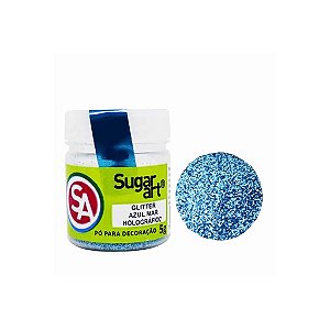 Glitter para Decoração 5G Holográfico Azul Mar Sugar Art