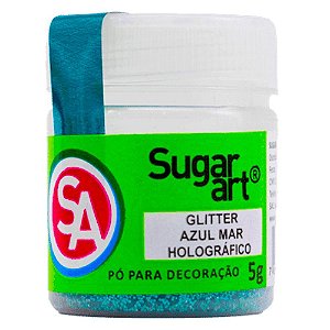 Glitter para Decoração 5G Holográfico Azul Mar Sugar Art