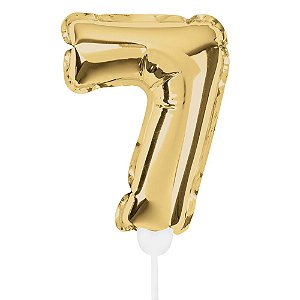 Mini Balão Inflável com Vareta Número 7 Ouro
