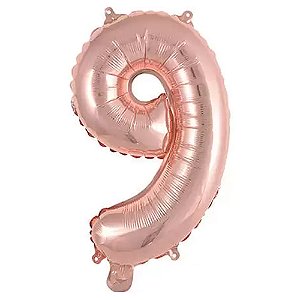 Balão Metalizado 30 para 32P Rose Número 9