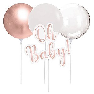 Oh Baby Girl Kit Topo de Bolo com Balão