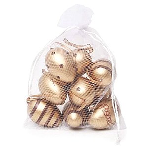 Saco Decorativo de Páscoa Ovos Sortidos Galinha Ouro/Marrom Jogo|9 Unidades