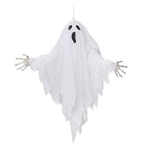 Boneco Fantasma Halloween Branco 50X10X60