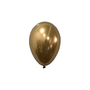 Balão 5 Cintilante Redondo Dourado | 25 Unidades