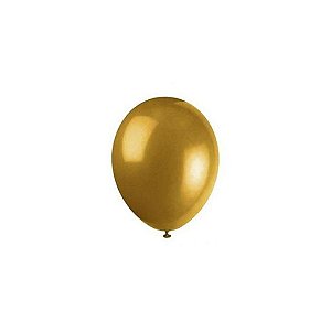 Balão 7 Cintilante Dourado | 50 Unidades