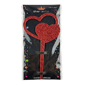 Topo Médio Coração Vermelho - Silver