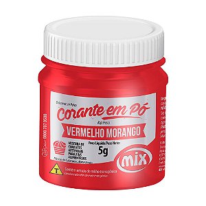 Corante Pó Vermelho Morango 5g - Mix