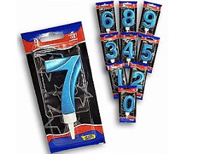 Vela Luxo Metalizada Azul Número 0 - Alchester