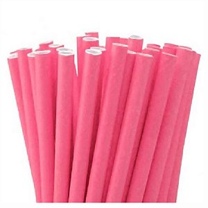 Canudo de Papel Liso Rosa Pink | 20 Unidades