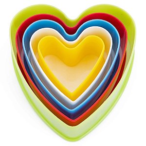 Cortadores Plástico Coração | 5 Unidades