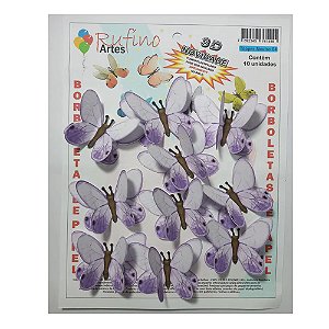 Borboleta 3D Lilás 10un - Artes Rufino