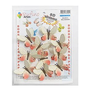 Borboleta 3D Marfim 10un - Artes Rufino