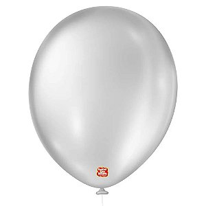 Balão 11 Cintilante Redondo Prata | 25 Unidades