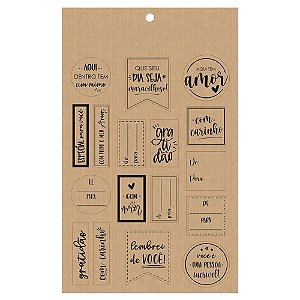 Cartela com Adesivos Kraft Mensagens 34un