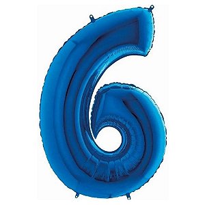 Balão Metalizado 16P Azul Número 6